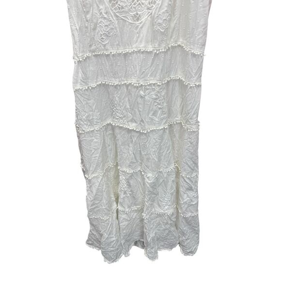 Anthropologie White Embroidered Tiered Midi Dress Halter Neck US 14 - Picture 6 of 15